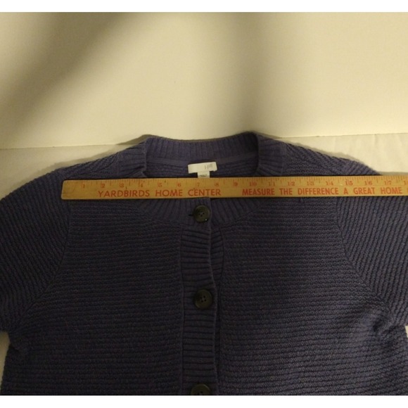 J Jill Cardigan Sweater Long Button Up Sm Petite Blue Knit Pockets Cotton Blend - Picture 8 of 10